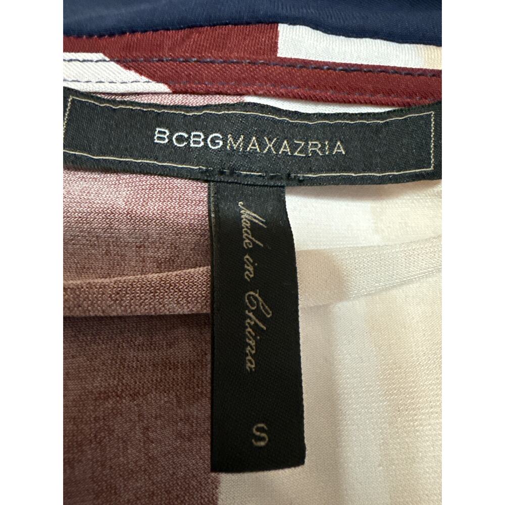 BCBGMaxazria Isabella Multicolor Striped Long Sleeve Midi Wrap Dress Size S - Picture 5 of 6